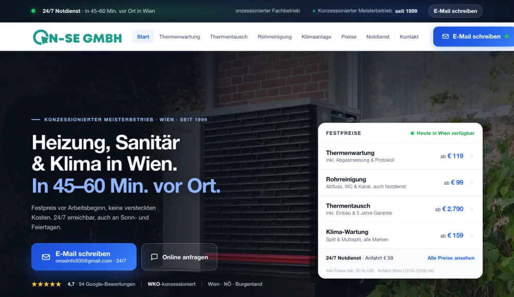 Startseite von onse-installateur.at